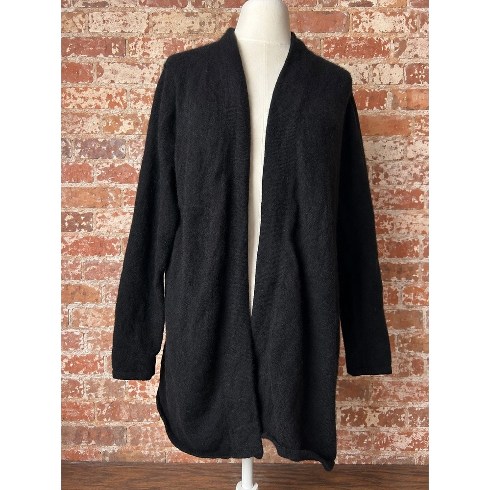 Charter Club Luxury Black 100% Cashmere Open Front Cardigan Sweater L Layering
